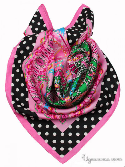 Платок, 90х90 см Venera, цвет черный, розовый