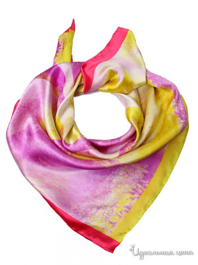 Платок, 90*90 см Venera, цвет сиреневый, жёлтый, фуксия, белый