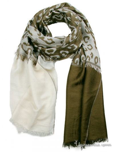 Палантин, 68*180 см Venera, цвет оливковый, белый