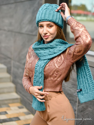 Комплект: шапка, шарф Venera, цвет бирюзовый