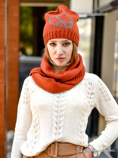 Комплект: шапка, шарф Venera, цвет терракотовый