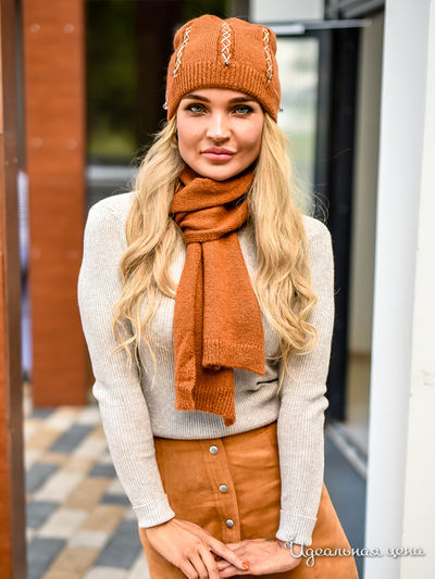Комплект: шапка, шарф Venera, цвет терракотовый