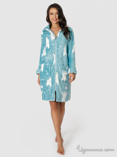 Халат домашний Vis-a-vis, цвет голубой, белый