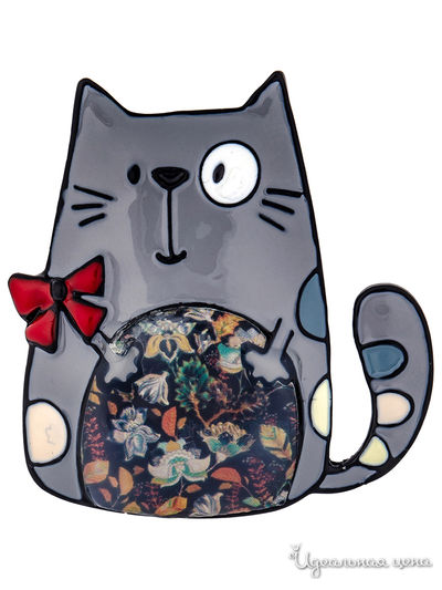 Брошь Shadore, цвет серый, красный