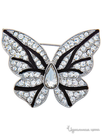 Брошь Shadore, цвет серебряный, черный