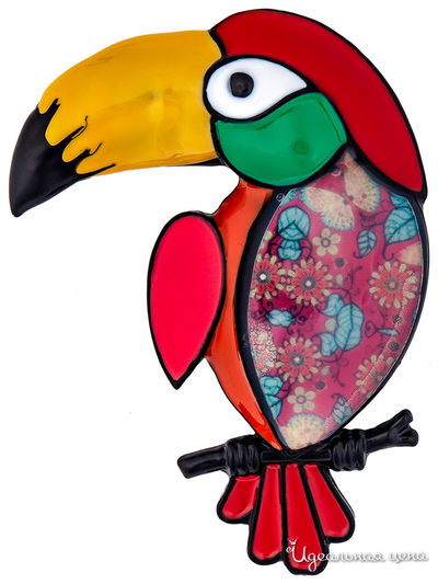 Брошь Shadore, цвет красный, зеленый, желтый