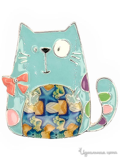 Брошь Shadore, цвет голубой, розовый