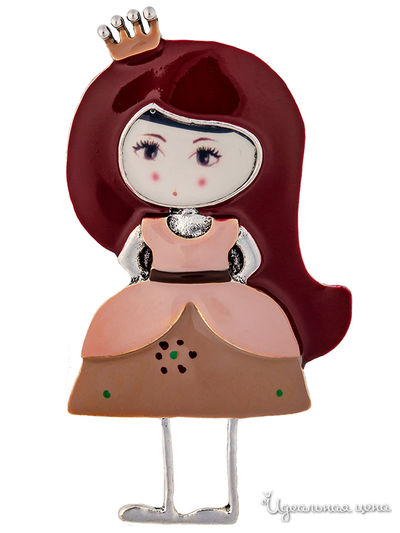 Брошь Shadore, цвет темно-коричневый, кремовый, светло-коричневый