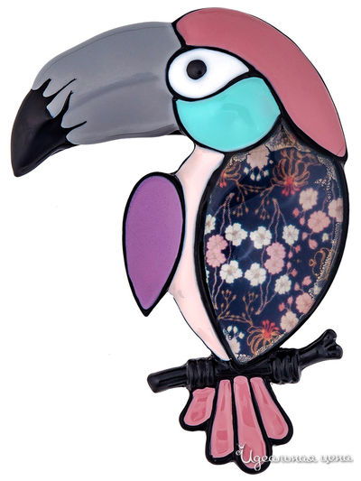 Брошь Shadore, цвет розовый, бирюзовый, серый