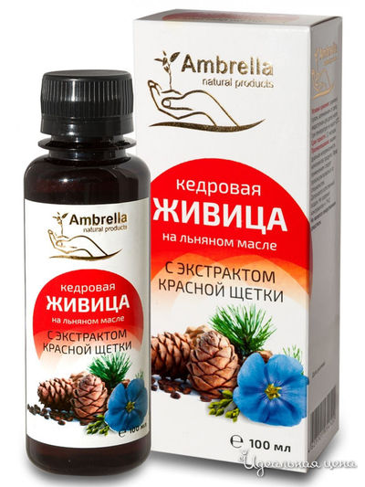 Живица кедровая на льняном масле с красной щеткой, 100 мл, Амбрелла