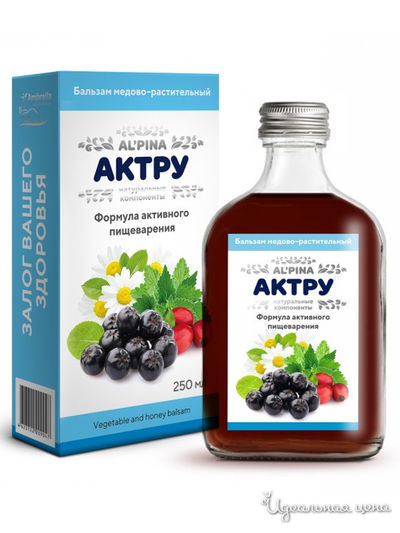Бальзам медово-растительный Альпина "АКТРУ" формула активного пищеварения, 250 мл, Амбрелла, цвет Коричневый