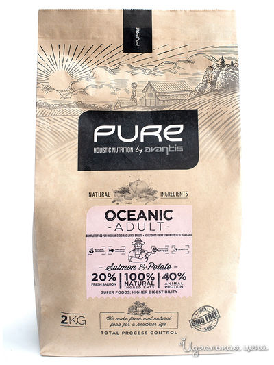 Сухой корм для собак, рыба, 2 кг Pure by Avantis