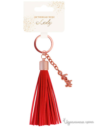 Брелок кисточка с надписью "Lady" Be Happy, цвет красный