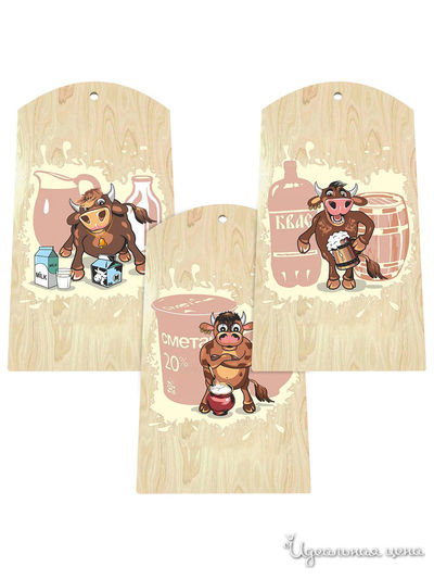 Разделочная доска "Забавный бычок", 17х29 см Мультидом, цвет в ассортименте