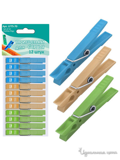 Прищепки для белья, 12 шт. Мультидом, цвет в ассортименте