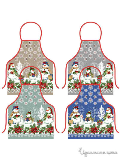 Фартук "Снеговики", 52*72 см Мультидом, цвет в ассортименте