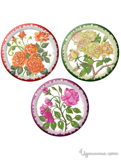 Поднос для сервировки (розы), d 22 см Мультидом, цвет в ассортименте