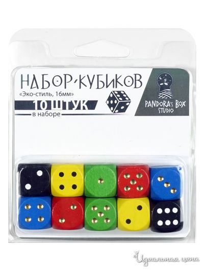 10 деревянных Эко-кубиков, 16 мм Pandora Box Studio