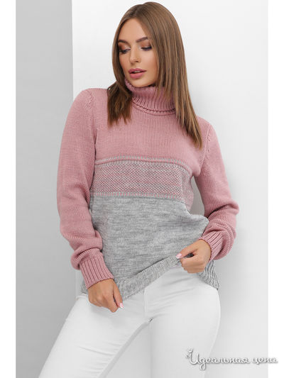 Свитер MarSe, цвет розовый, темно-серый