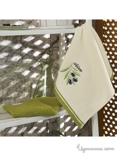 Полотенце кухонное, 40*60 см, 2 шт Maxstyle, цвет бежевый, оливковый