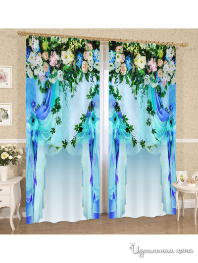 Шторы Сирень, цвет голубой