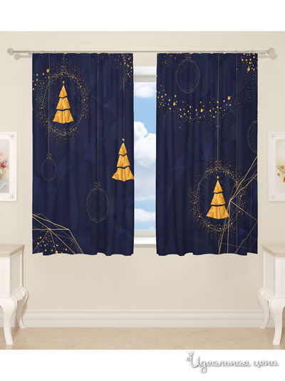 Фотошторы для кухни, 145*160 см, 2 шт. Сирень, цвет синий