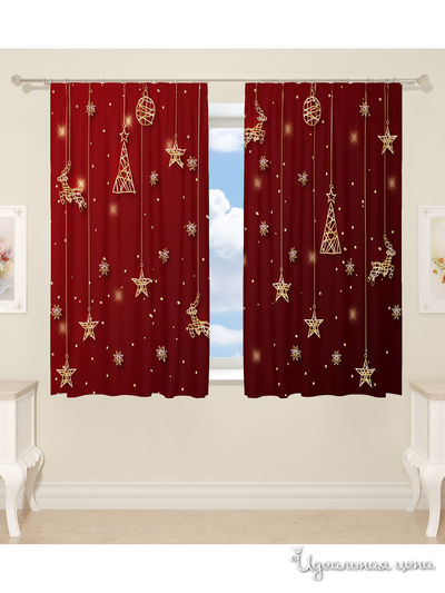 Фотошторы для кухни, 145*160 см, 2 шт. Сирень, цвет красный