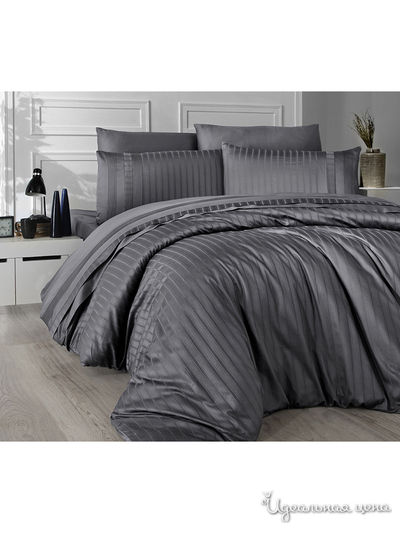 Комплект постельного белья, Евро First Choice, цвет темно-серый