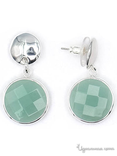 Серьги Fiore Luna, цвет зеленый, серебряный