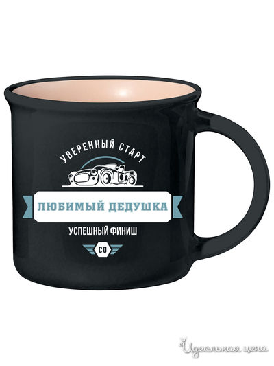 Кружка  с надписью "Любимый дедушка", 430 мл Be Happy, цвет серый