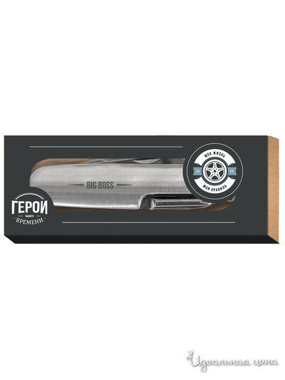 Нож туристический с надписью "Big Boss" Be Happy, цвет серебристый