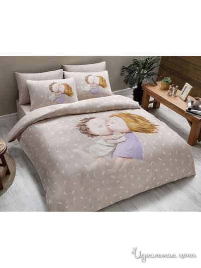 Комплект постельного белья, Евро TAC, цвет бежевый