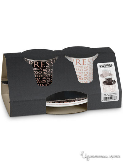 Набор из 2 кофейных пар, 85 мл KONITZ, цвет черный, белый