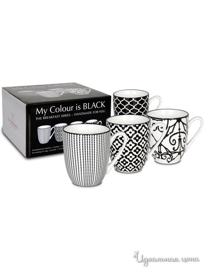 Набор из 4 кружек, 360 мл Waechtersbach, цвет черный, белый