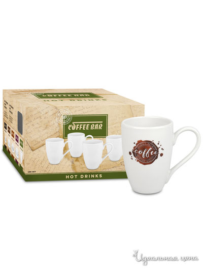 Набор из 4 кружек, 320 мл KONITZ, цвет белый, коричневый