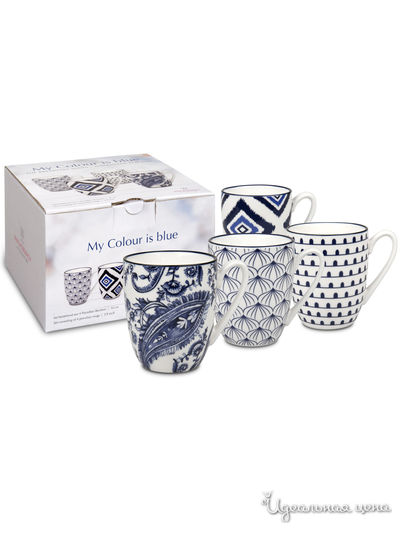 Набор из 4 кружек, 360 мл Waechtersbach, цвет синий, белый