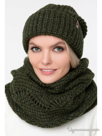Комплект: шапка, шарф Sewel, цвет темно-зеленый