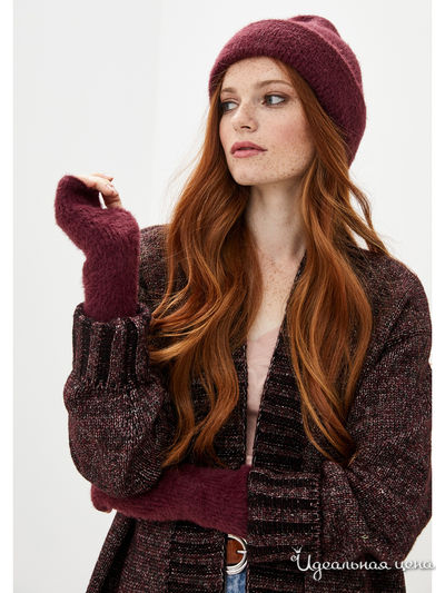 Комплект: шапка, митенки Sewel, цвет бордовый