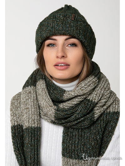 Комплект: шапка, шарф Sewel, цвет темно-зеленый