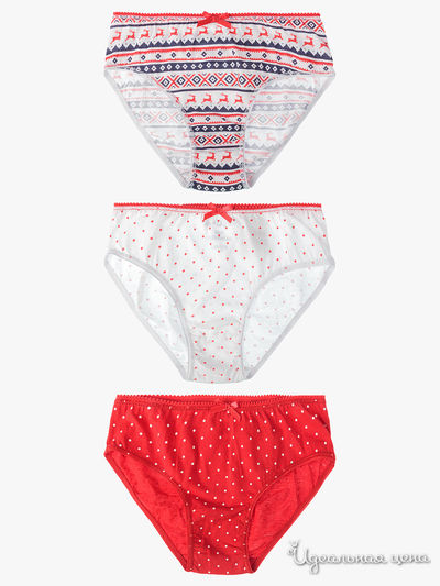 Комплект трусов, 3 шт 5.10.15, цвет белый, красный