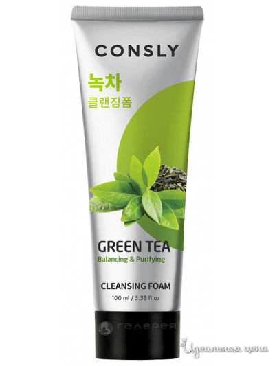 Пенка для умывания балансирующая кремовая  с экстрактом зеленого чая, 100 мл, CONSLY
