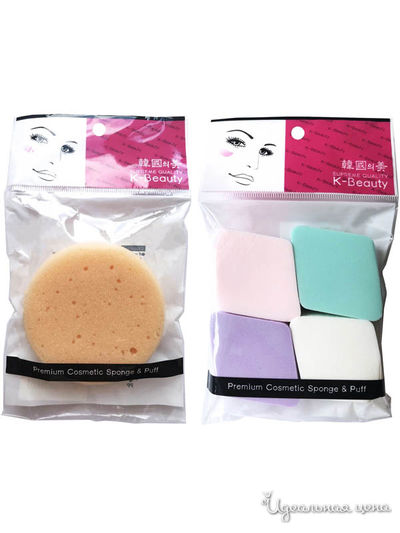 Набор: скрабирующий спонж (для глубокого очищения) и спонж "Ромб" (для нанесения ровного тона) K-Beauty