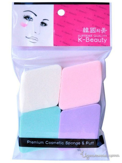 Спонж косметический "Ромб" 4 шт, K-Beauty