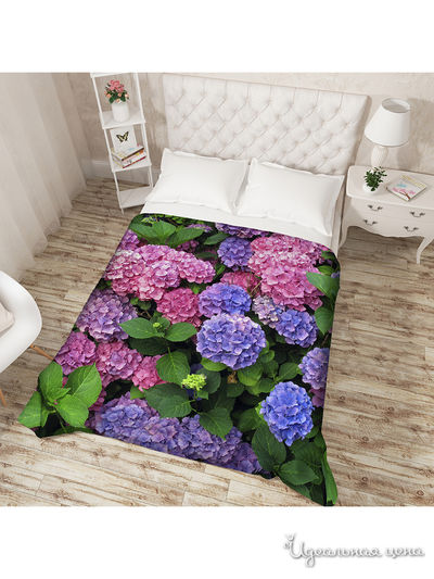Покрывало "Гортензии цветы", Евро Сирень, цвет мультиколор