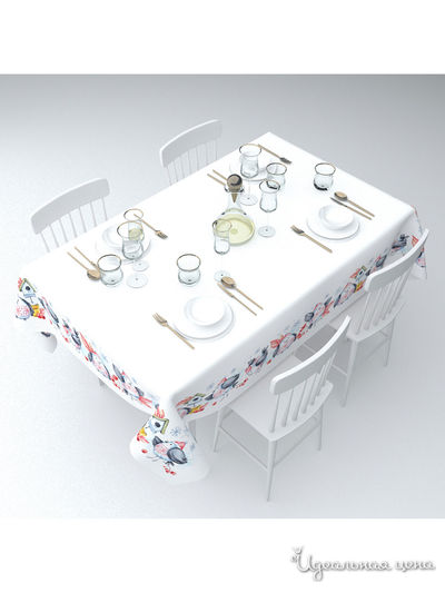 Скатерть "Снегирь в шапке", 145*220 см Сирень, цвет мультиколор