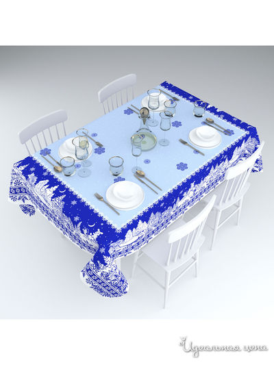 Скатерть "Снежные хлопья", 145*220 см Сирень, цвет синий