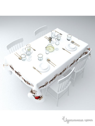 Скатерть "Дед мороз спешит на праздник", 145*220 см Сирень, цвет белый