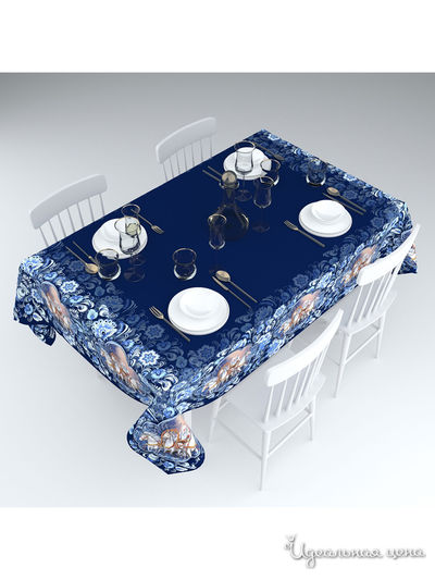 Скатерть "Тройка", 145*220 см Сирень, цвет синий