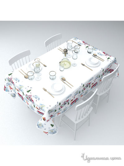 Скатерть "Рождественские истории", 145*220 см Сирень, цвет мультиколор