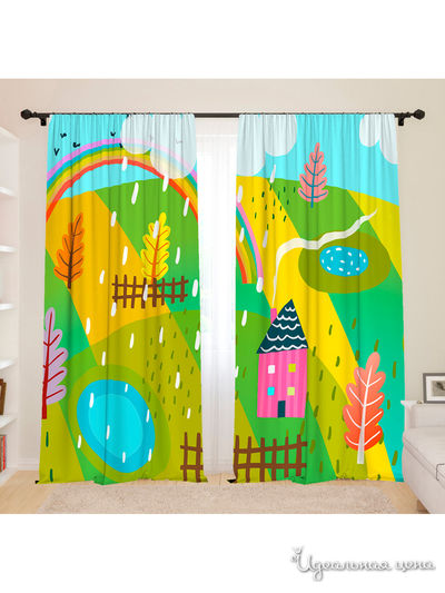 Фотошторы для детской "Солнечная полянка", 145*260, 2 шт. Сирень, цвет мультиколор